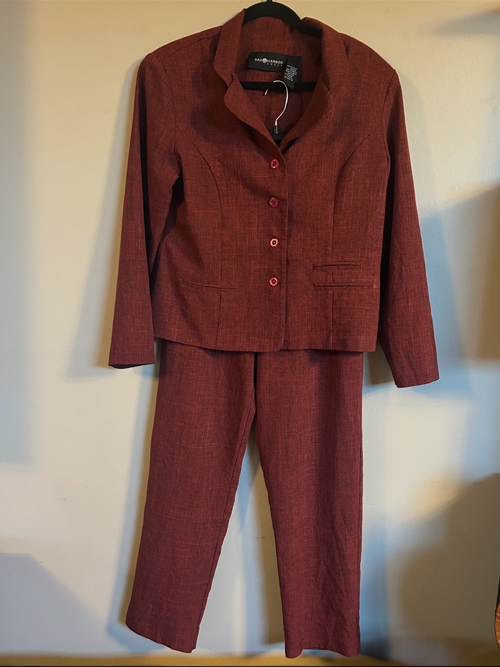 Sag Harbor Dress Burgundy Rust Pantsuit Size 12 Two-Piece Set